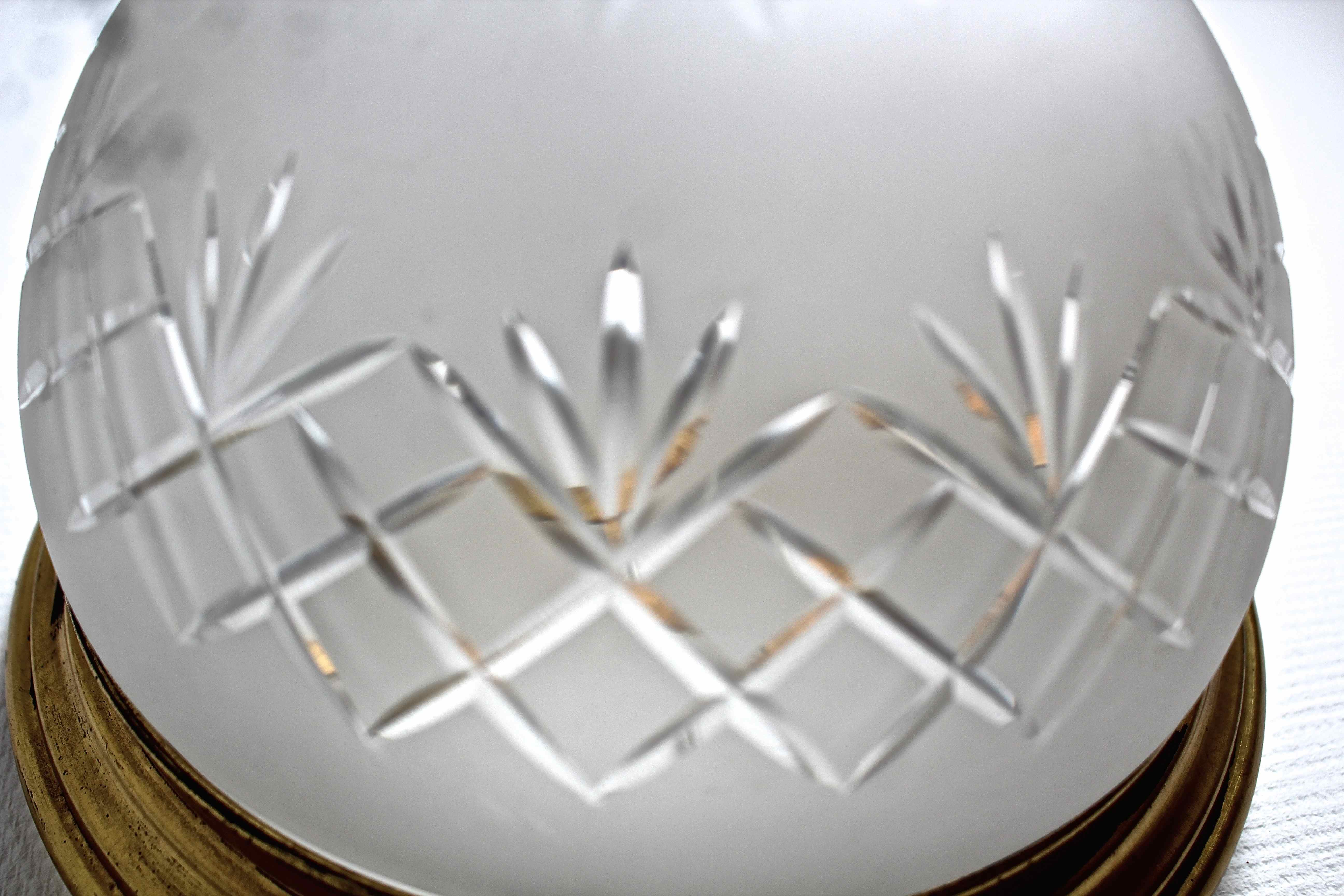 Globe ceiling light sand carved glass, style Napoleon III