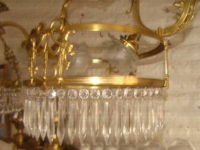 bronze and brass chandelier with 6 arms from the early 20th century