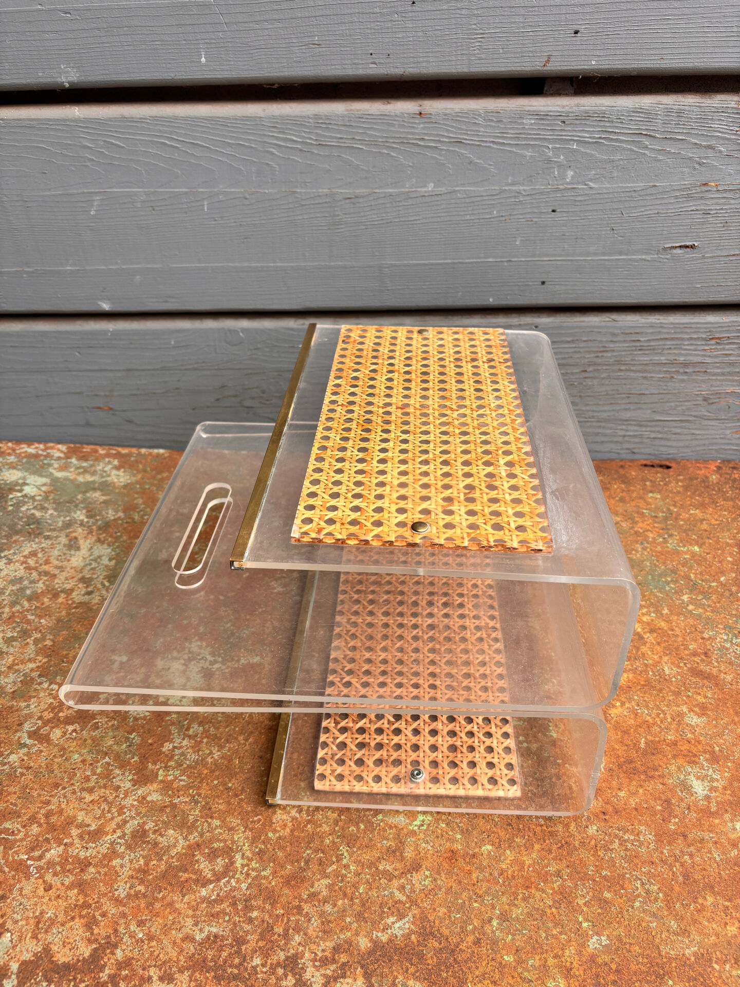 Vintage 70s magazine rack in plexiglass. Home Dior