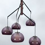 Rare Large Vintage brass and plexiglass chandelier by Lampter Milano, Italy 1950s