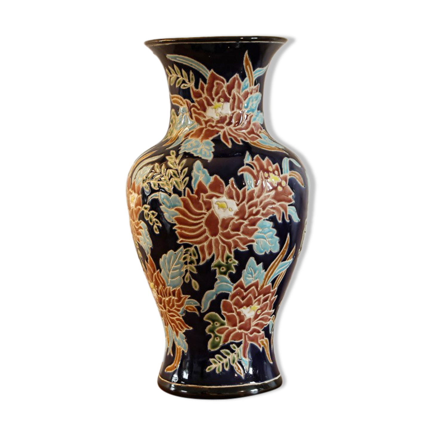 Enamelled ceramic flower vase