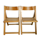Paire de chaises pliantes avec assise cannée années 60