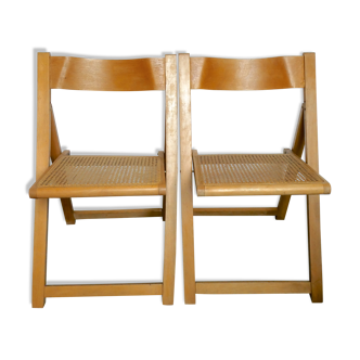 Pair of folding chairs with seat year 60 years