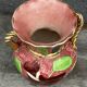 Vase Vallauris rose bonbons décor Floral H 20 cm