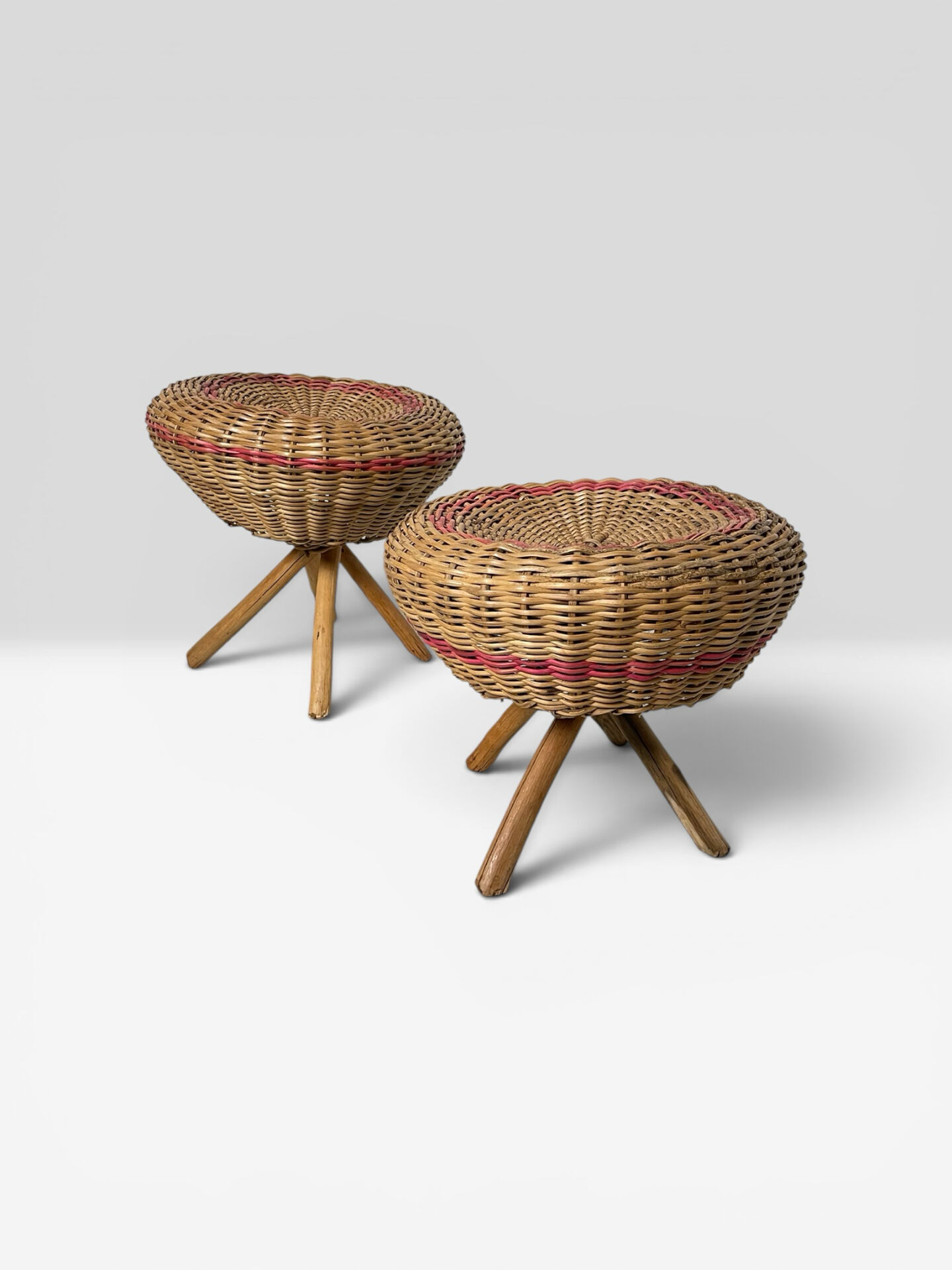 Pair of rattan stools 1960