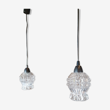 Paire de suspensions globe verre