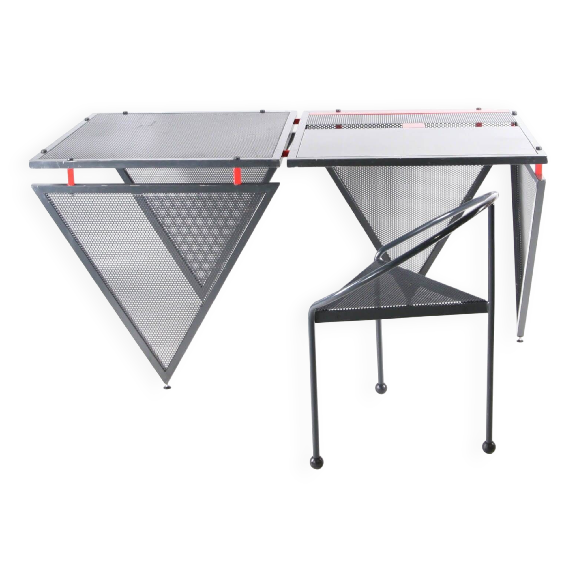 Memphis style iron desk and chair