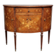 Venetian half-moon commode with Louis XVI style doors in marquetry.