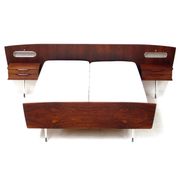 Mid century modern double bed with nightstands made of high quality rio rosewood, 1960s