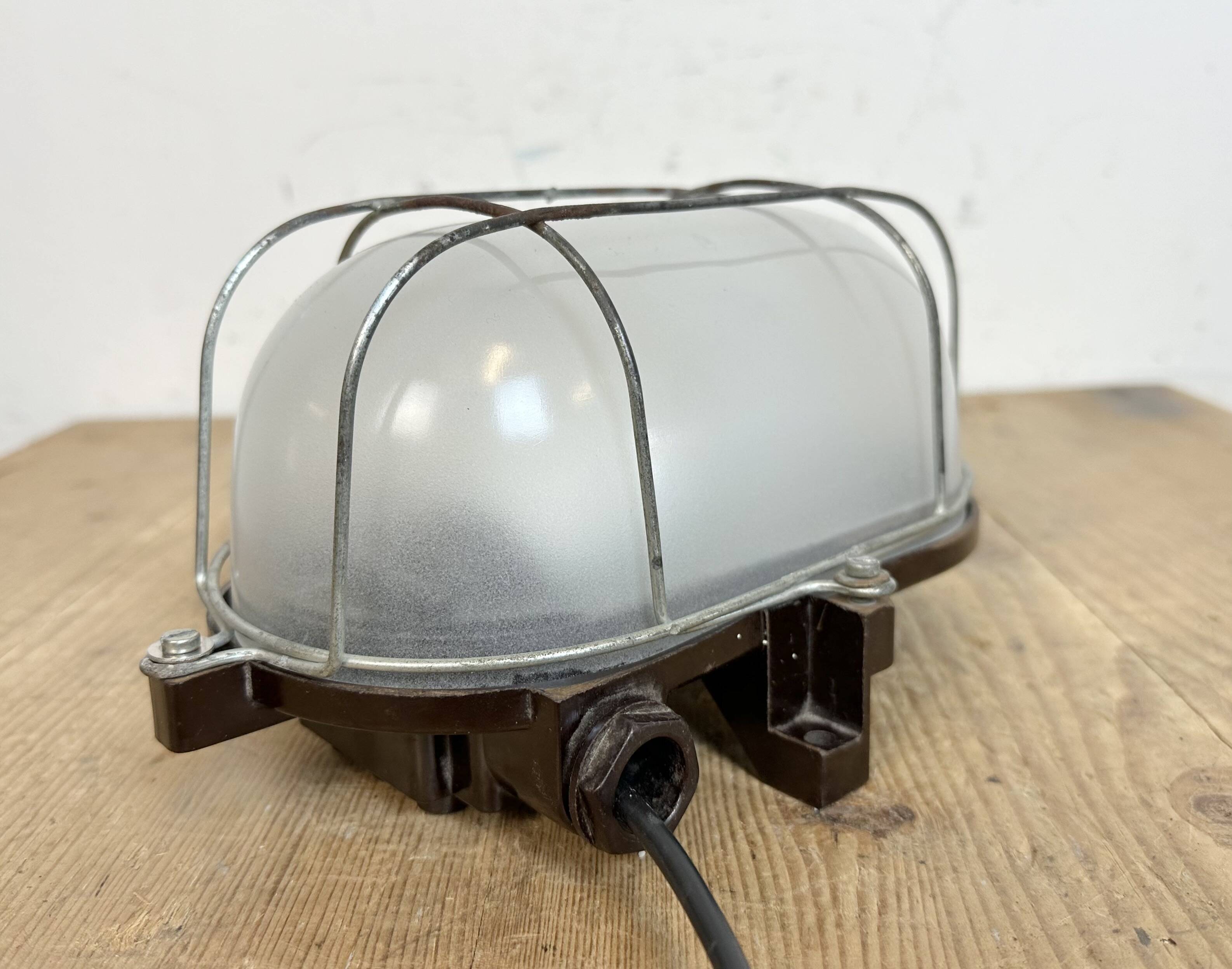 Industrial Brown Bakelite Wall Light with Milk Glass, 1960s