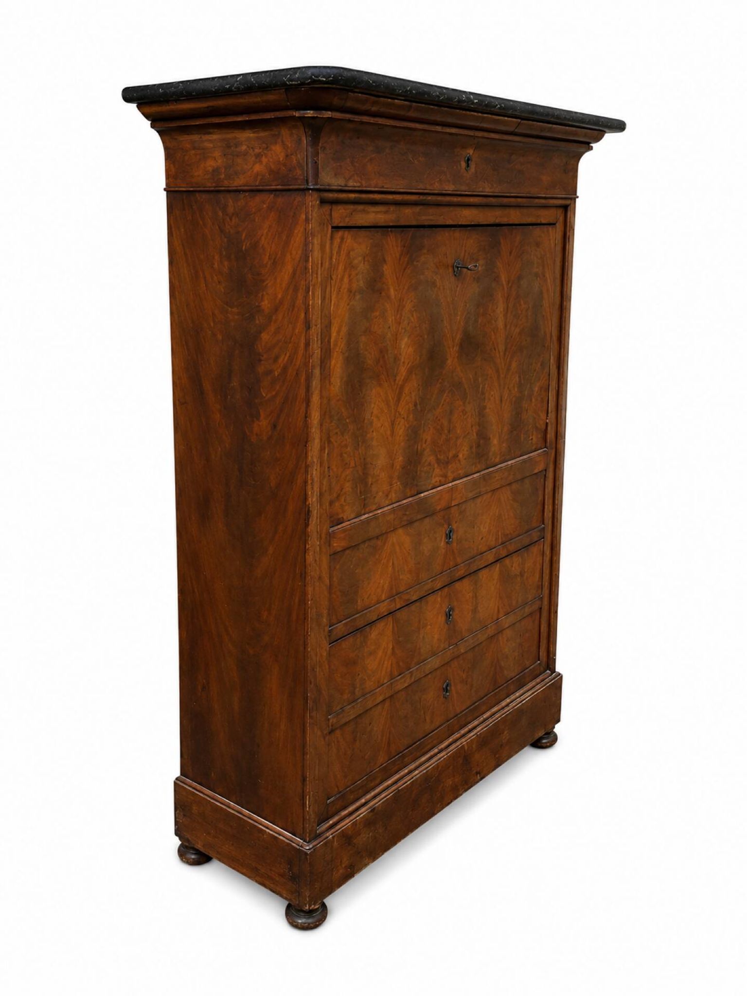 Flamed Mahogany Secretary - Louis-Philippe Period, 19th Century