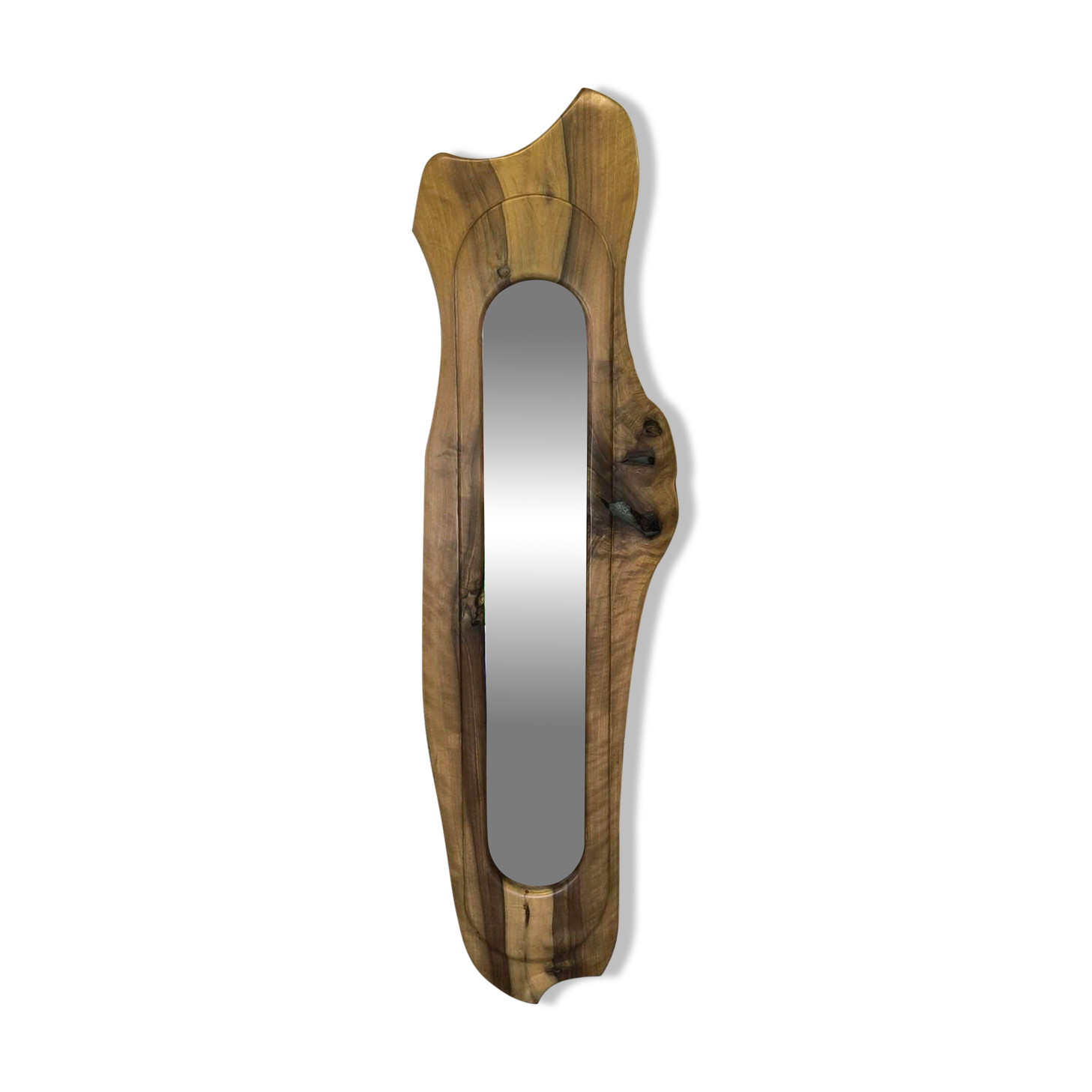 Vintage free-form mirror in solid wood.