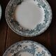 Set of 4 mismatched blue flat plates