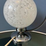 Vintage chrome table lamp with glass shade