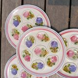 4 oyster plates 1960/70 floral decoration by MBFA Pornic