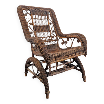 Fauteuil rocking chair en rotin