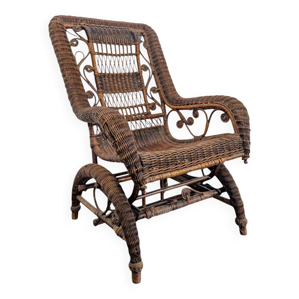 Fauteuil rocking chair en rotin