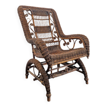 Fauteuil rocking chair en rotin