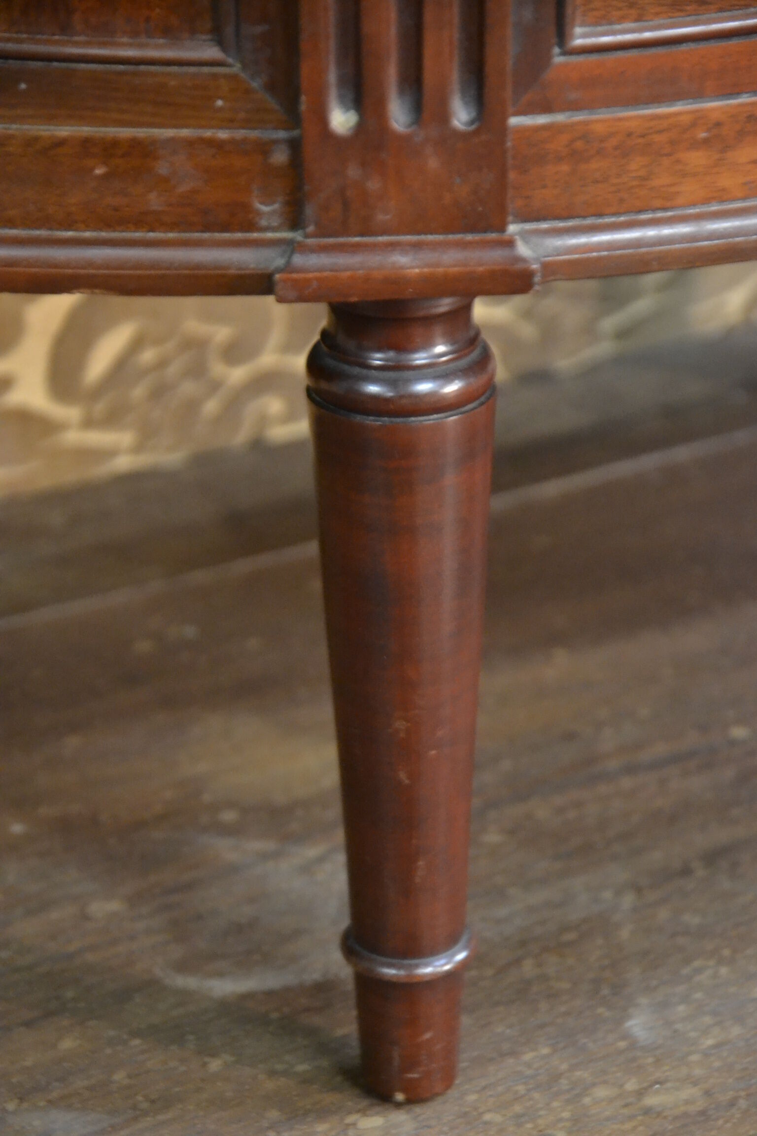 Louis XVI-style half-moon mahogany chest of drawers