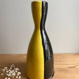 Vintage Vallauris two-tone black and yellow earthenware vase