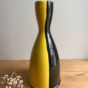 Vintage Vallauris two-tone black and yellow earthenware vase