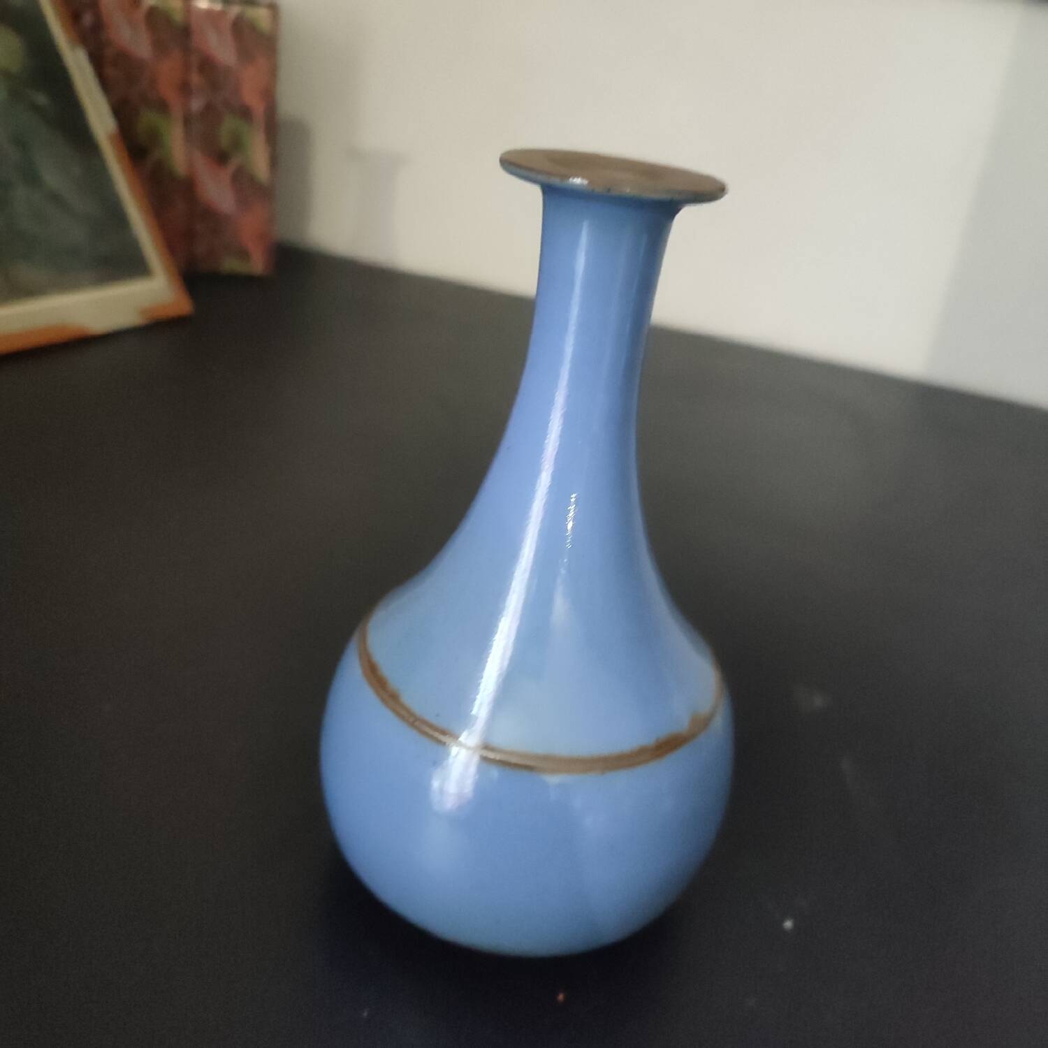 Blue ceramic soliflore vase