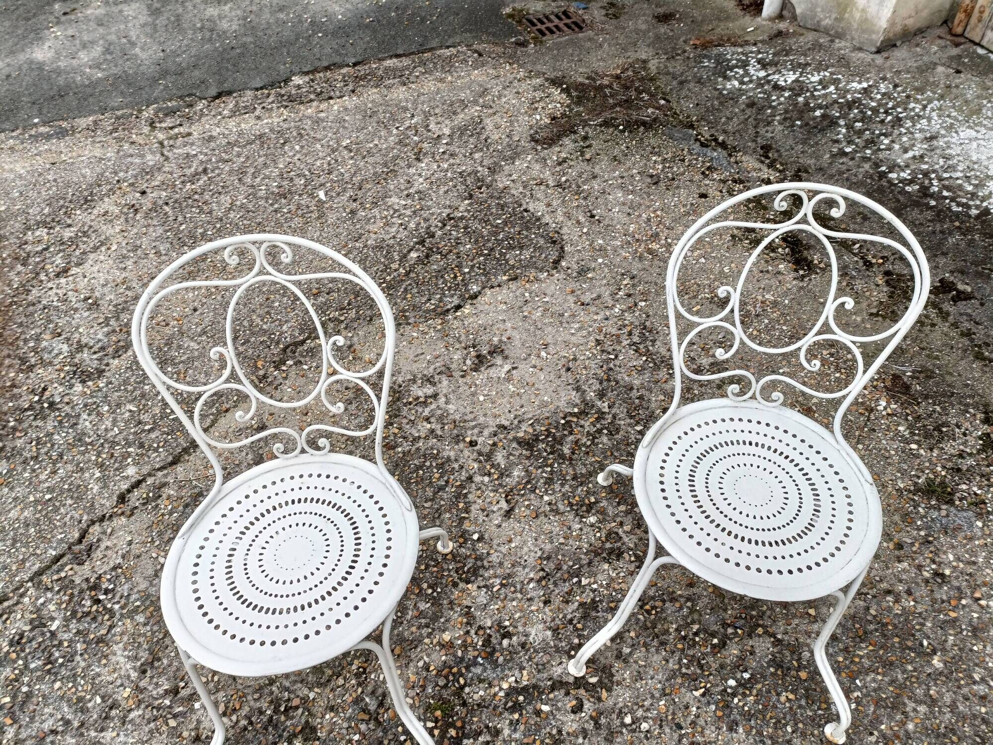 Garden furniture 4 places wrought iron old vintage xxeme