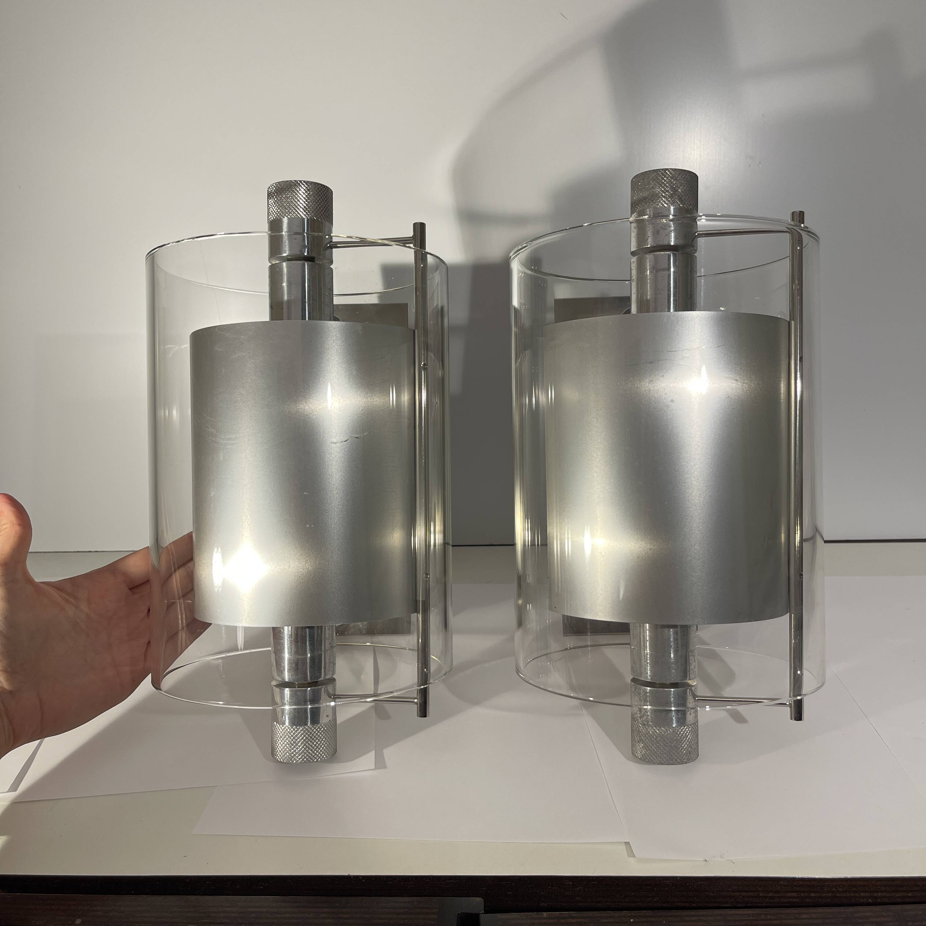 Pair of modernist wall lights, Pierre Lallemand / Moonlight "Cyclops" 1992