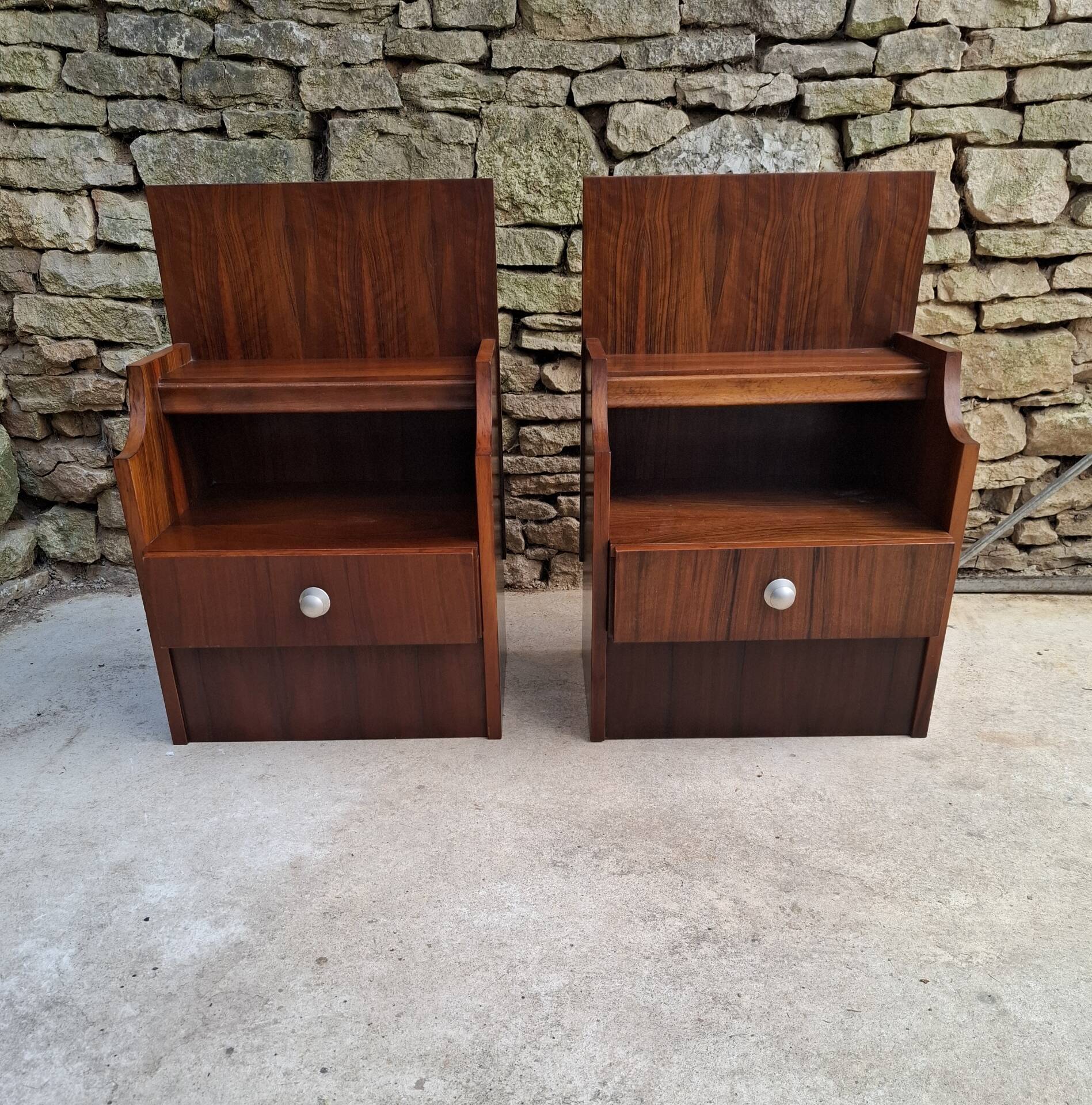 Pair of teak bedside tables