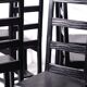 Set of 6 black brutalist chairs in solid oak