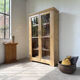 Glass cabinet or display case in pine 1950