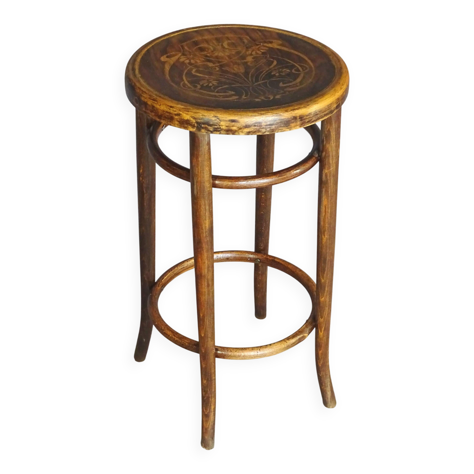 Fischel Stool No. 34 T from 1925, wooden seat - Bistro - not Thonet