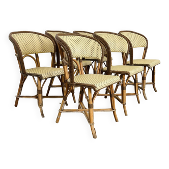 Set of 6 beige bistro armchairs Gatti 70s France