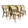 Set of 6 beige bistro armchairs Gatti 70s France