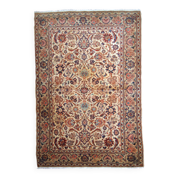 Tapis persan Kashan antique fait main 4,1' x 6,3' (125cm x 192cm) années 1910 - 1B735