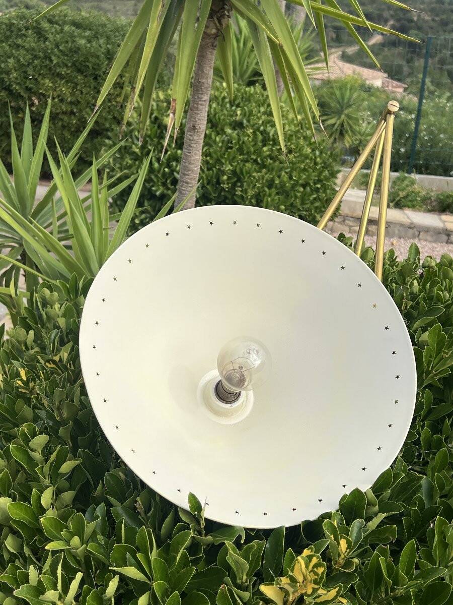Diabolo wall lamp lunel yellow in the style of René Mathieu Guariche, star sheet metal.
