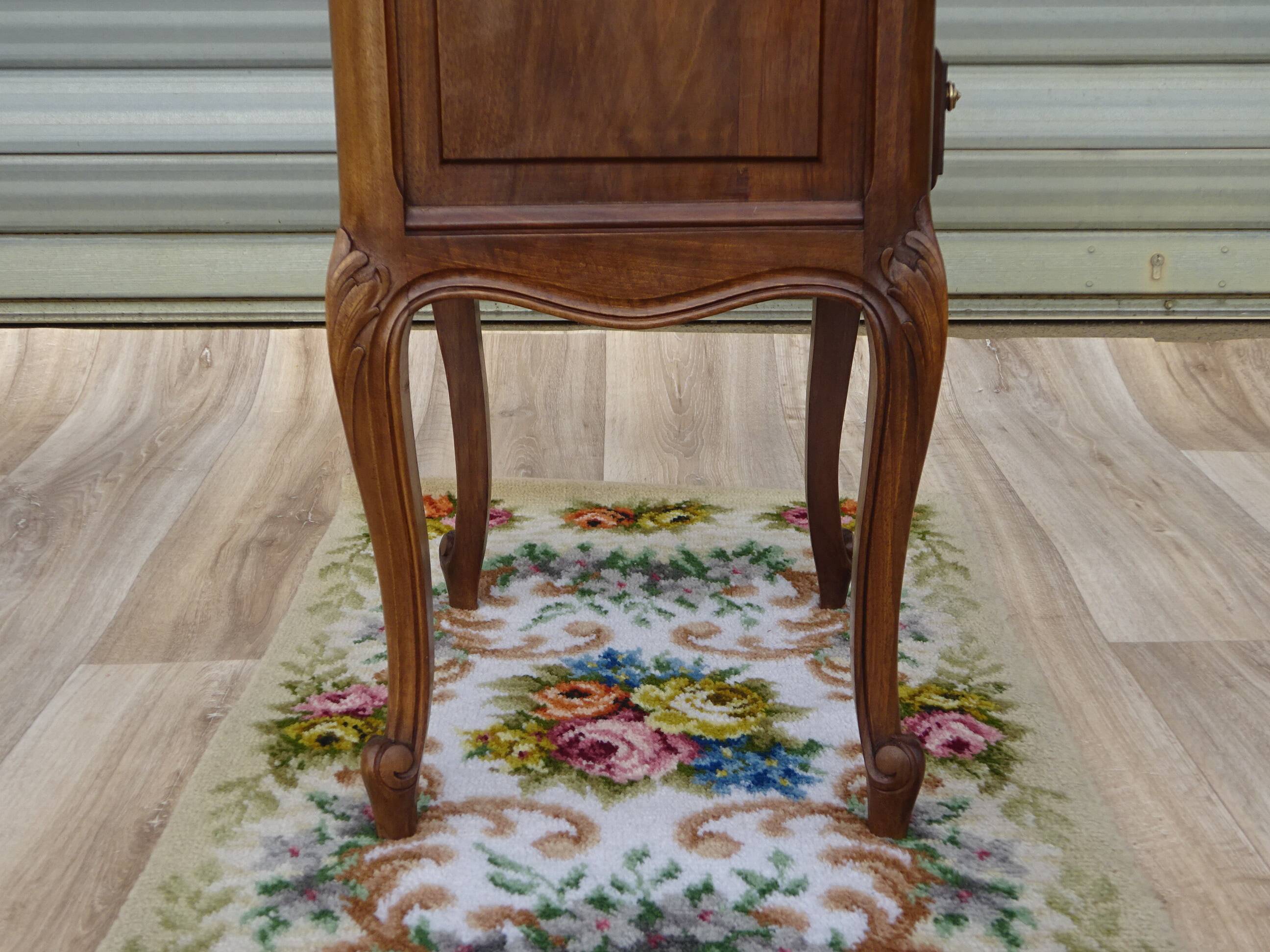 Walnut bedside table in Louis XV style