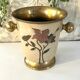 Rare French Art Nouveau Cloisonne Brass Champagne Cooler with Orchid E