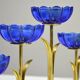 Bougeoirs en laiton massif et en verre artistique bleu cobalt par Gunnar Ander pour Ystad-Metall, Suède, années 1950.