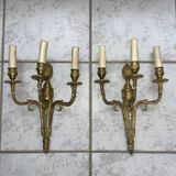 Pairs of Louis XVI bronze wall lamps