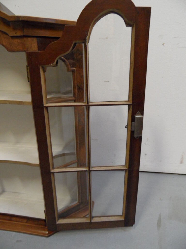 Vintage Dutch walnut hanging china cabinet