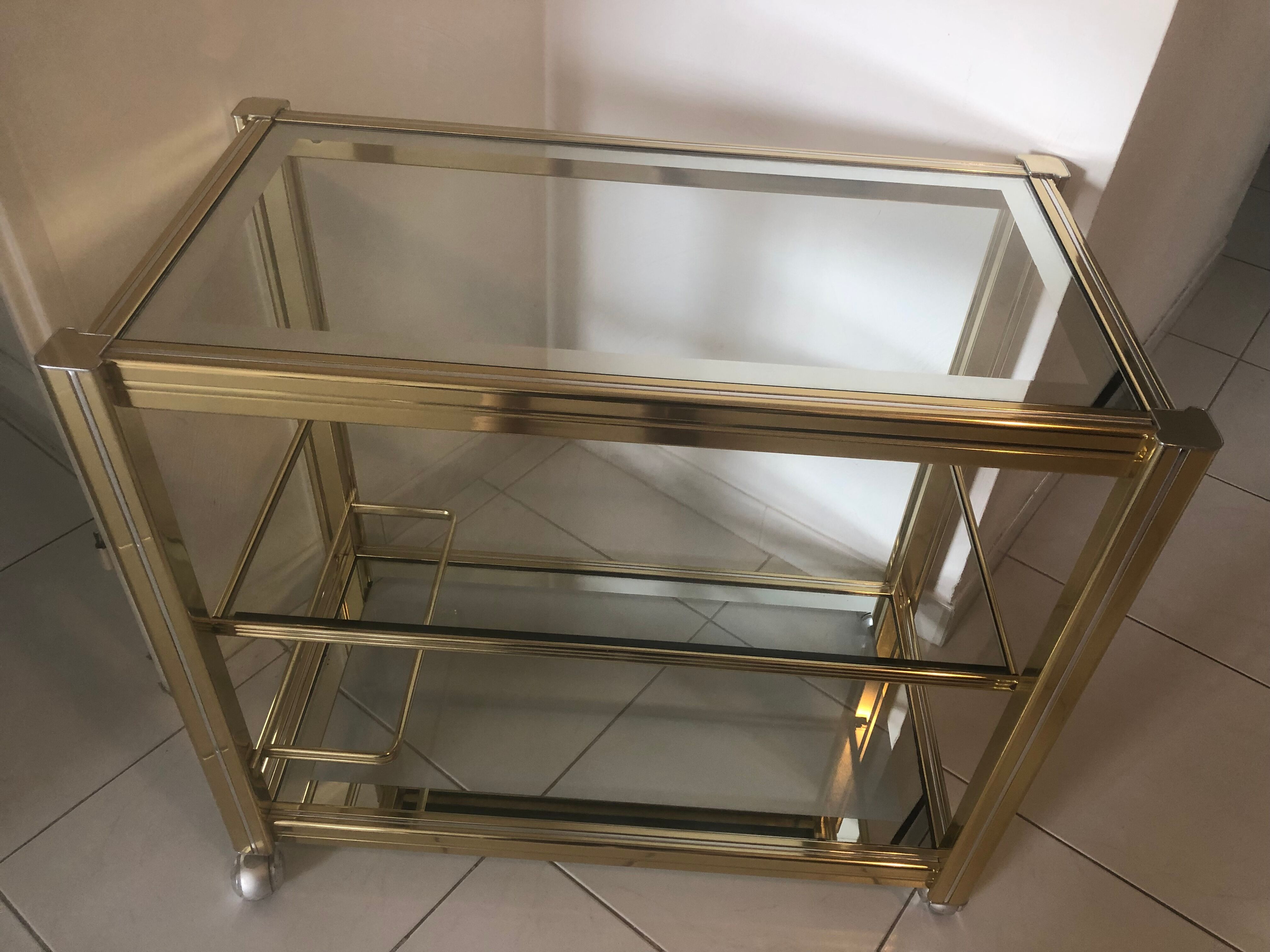 Trolley Hollywood Regency in glass and brass