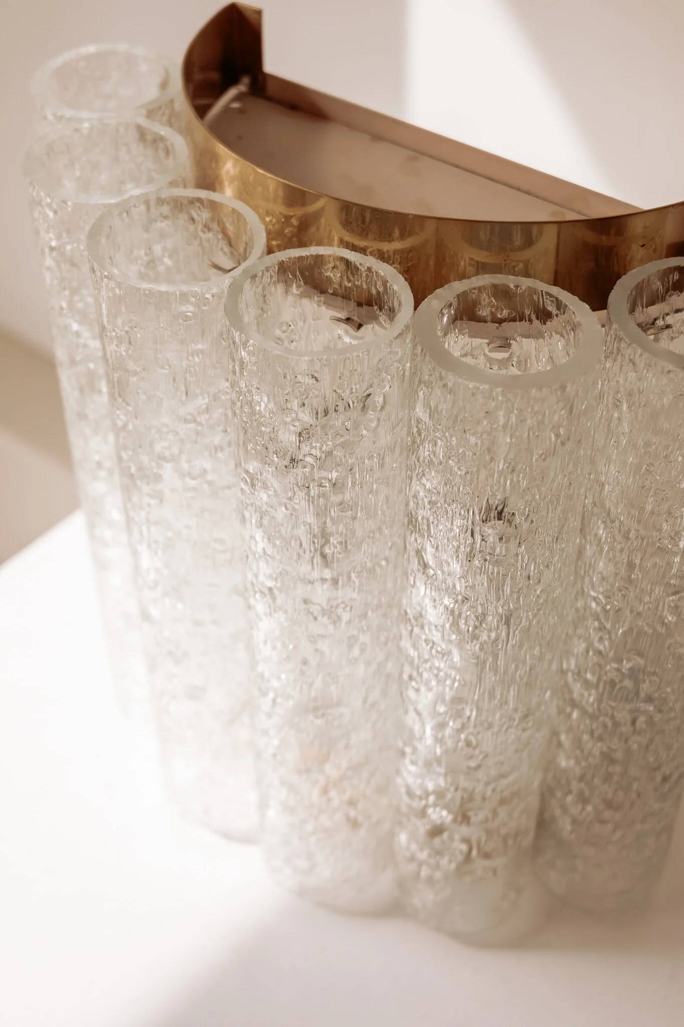 Vintage wall light Doria Leuchten with frosted glass tubes.