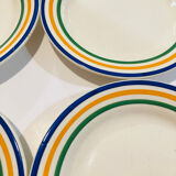 4 striped earthenware plates made in Romania