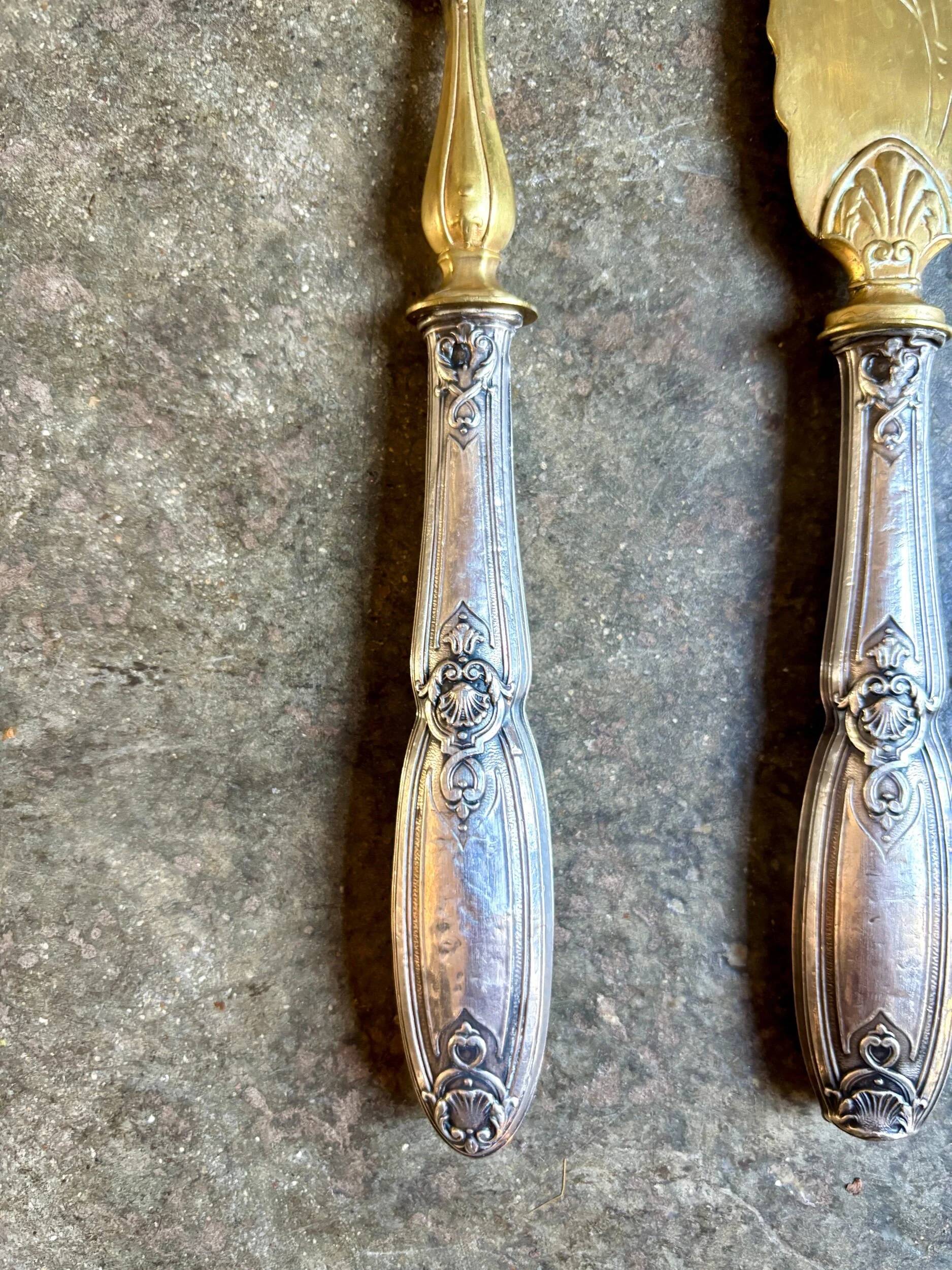 Silver and gilt fish serving cutlery no. 1