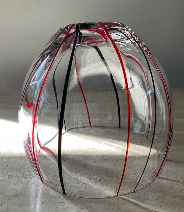 Vase boule vintage en verre soufflé et pâte de verre