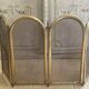 Vintage brass fireplace screen, folding spark guard with 4 panels,