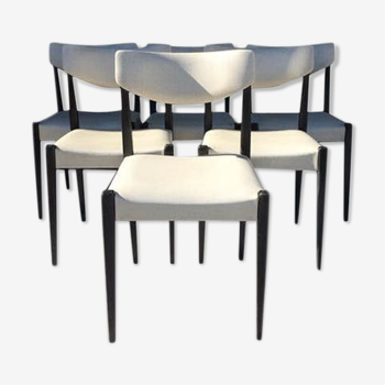 Série de 6 chaises scandinaves ivoires