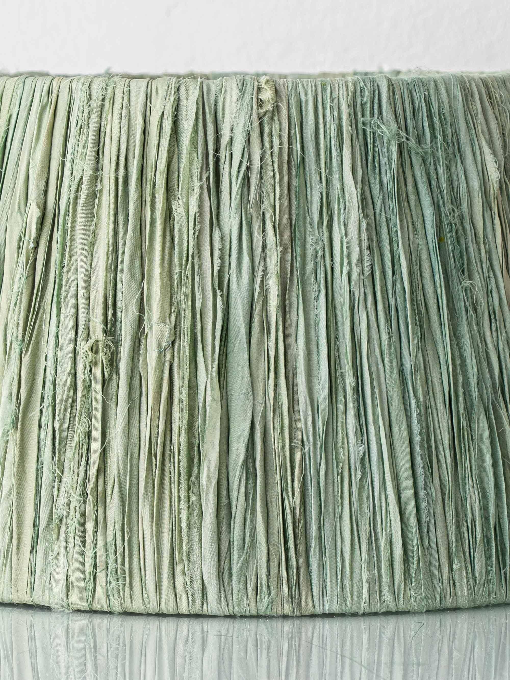 Art Deco Japonisme ceramic table lamp, 1928, new silk sari ribbon lampshade.