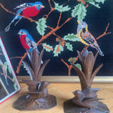 Carved wooden bird candlesticks - Black Forest